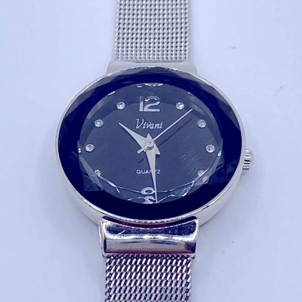Working! Ladies Vivani Rhinestone Bezel Mesh Band Minimalist Watch